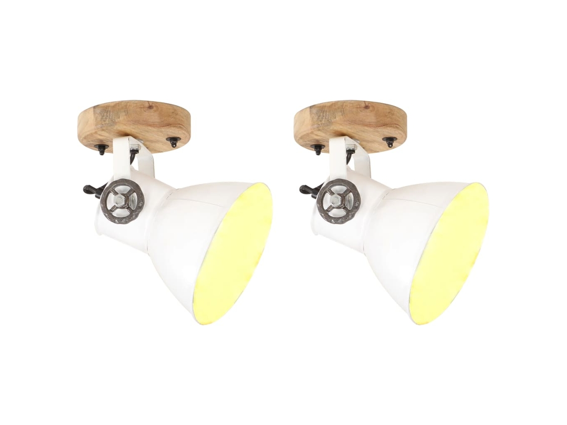 Vidaxl 2 Pcs Candeeiros Parede/teto Industriais 20x25 Cm E27 Branco