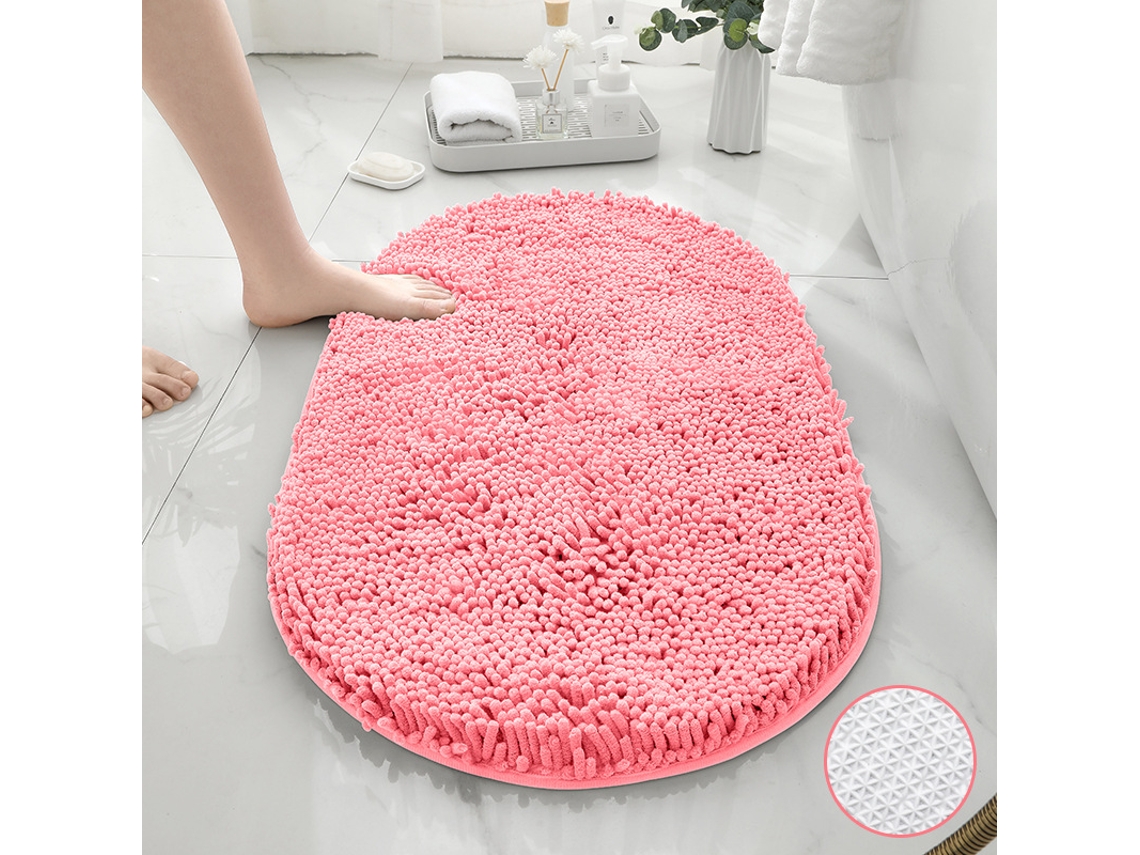 Tapetes de Banho Antiderrapantes Absorventes de Secagem Rápida para Decoração de Banheiro Pó de Pêssego Fundo Tpr Oval EVELTEK 50X80CM