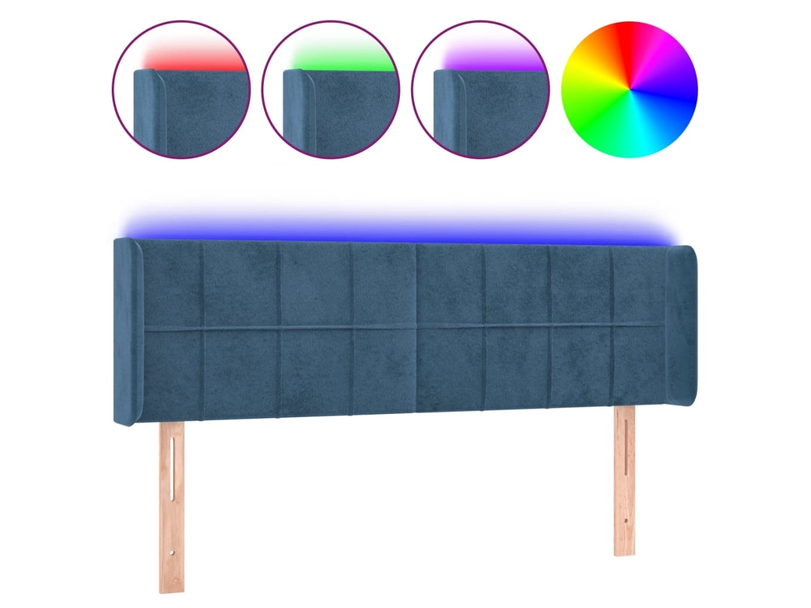 Led Headboard, Led Headboards Vidaxl Azul Veludo (147 X 16 X 78/88 Cm)