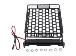 Mali rack de Teto para Carro Rc de Ferro Preto com 8 Leds Luz Branca Porta Malas Robusto