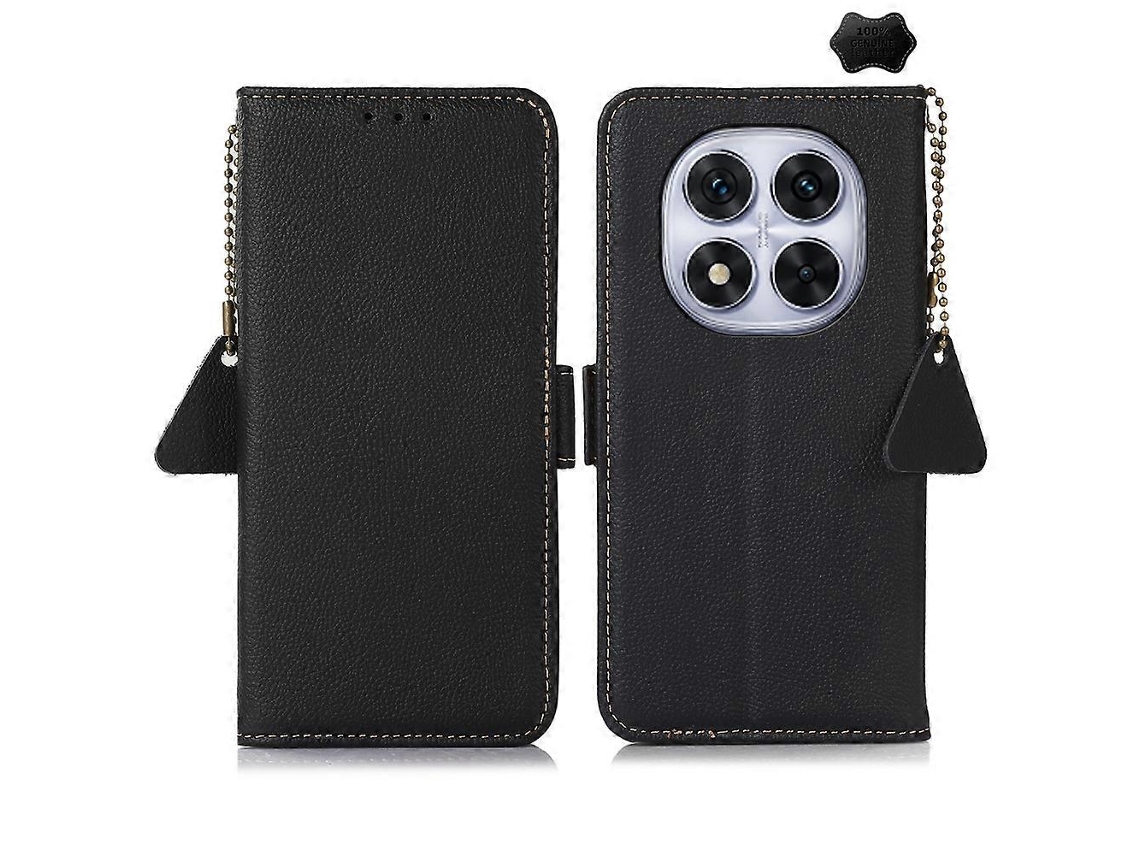 Capa De Celular Redmi Note 14 Pro 5g Com Fecho Magnético Lateral, Em Couro Tj E Proteção Rfid.