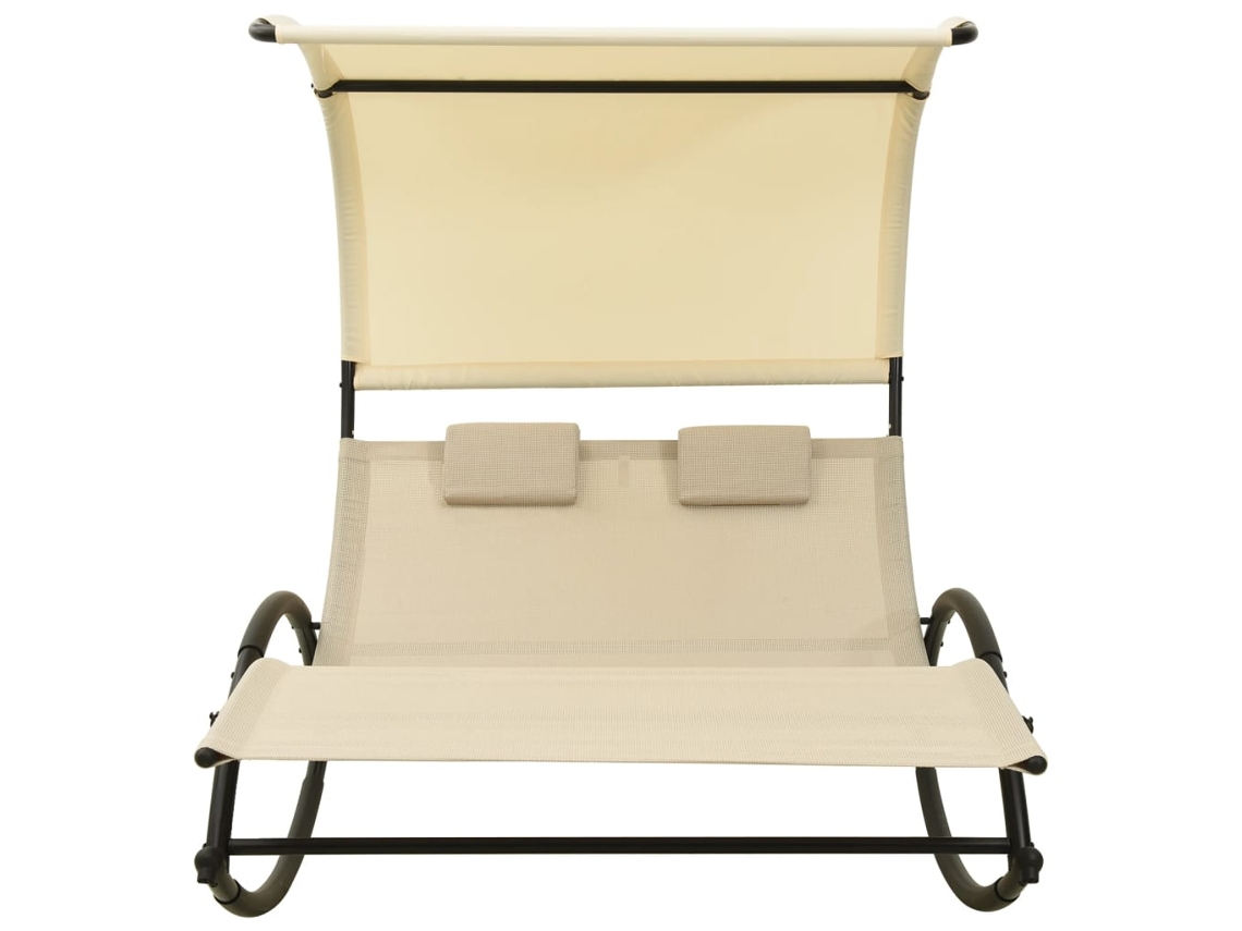 Maison Exclusive - Espreguiçadeira Dupla Com Toldo Textilene Cor Creme