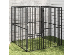 Vidaxl Parque Com 4 Painéis Aço Galvanizado Preto
