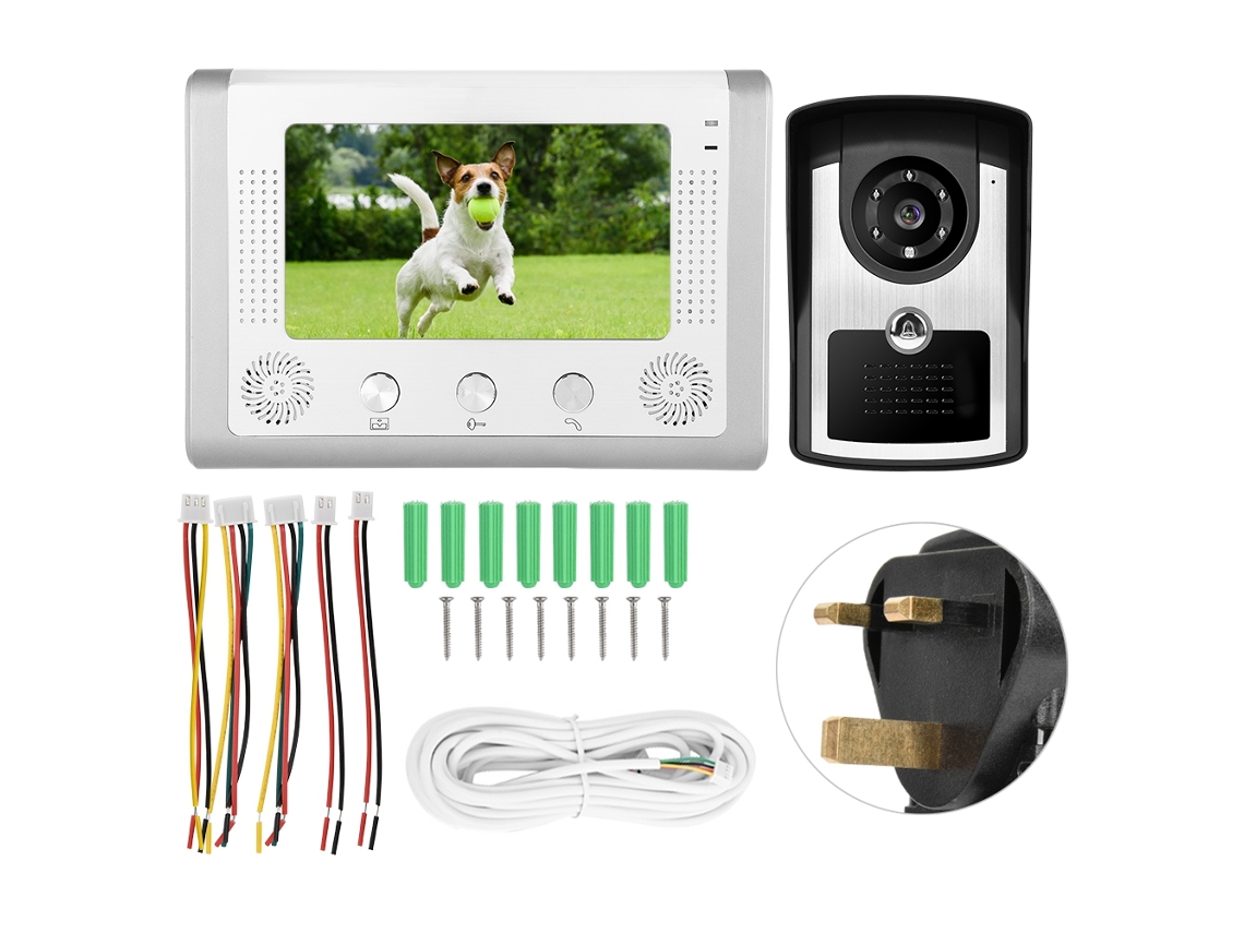 Campainha De Interfone De Vídeo Com Fio De 7 Polegadas (à Prova De Água, Equipada Com Câmera Infravermelha Ir)