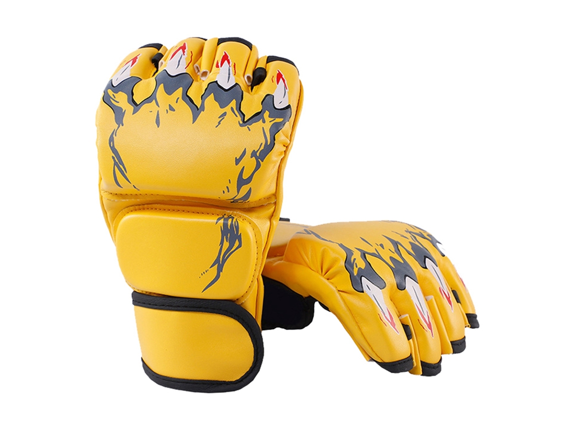 Luvas De Boxe Com Dedo Meio Luvas De Kickboxing Com Pulseira Ajustável Para Homens Mulheres Estilo Tiger Claw Amarelo