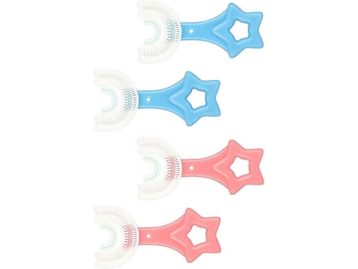 Escova de Dentes Infantil em Formato U: 4 Unidades Manual Silicone para Bebês e Crianças Peque nas com Cerdas Extras a GOKOCO