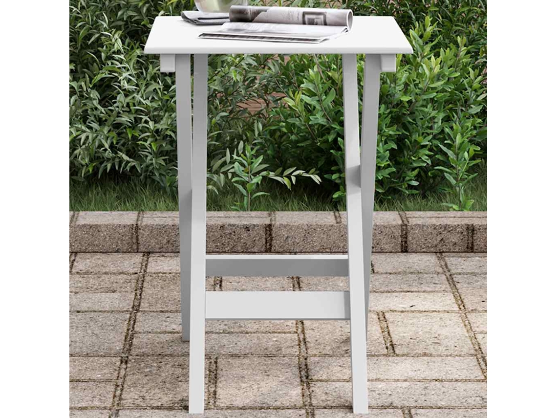 Vidaxl Mesa De Apoio Dobrável Madeira De Álamo Maciça Branco