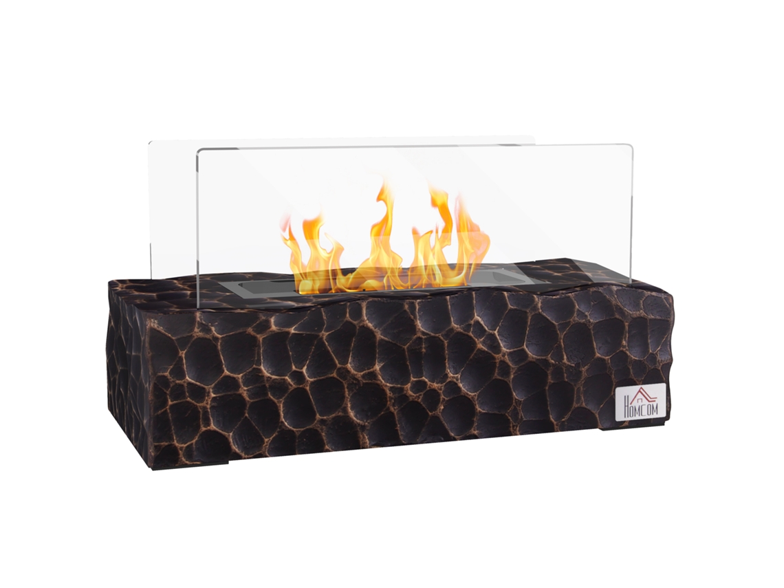 Lareira a Bioetanol de Mesa com Queimador 1.15l, duração 30-45 min, painel de vidro, preto BTFORUS