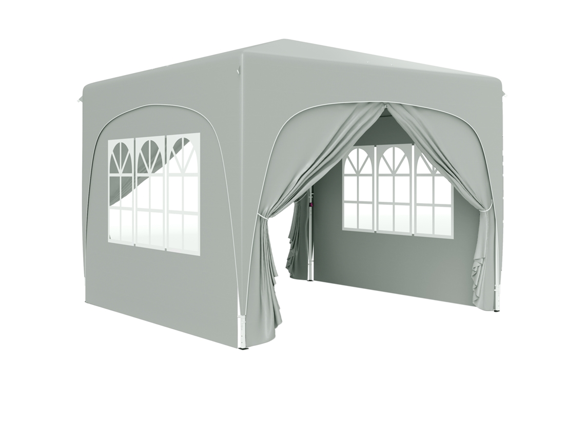 Gazebo 3x3 M Cinza Claro 4 Laterais Uv 50+ Bolsa VELTRIX