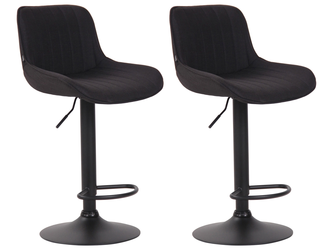 Conjunto de 2 bancos de bar em tecido Lentini preto/preto CLP
