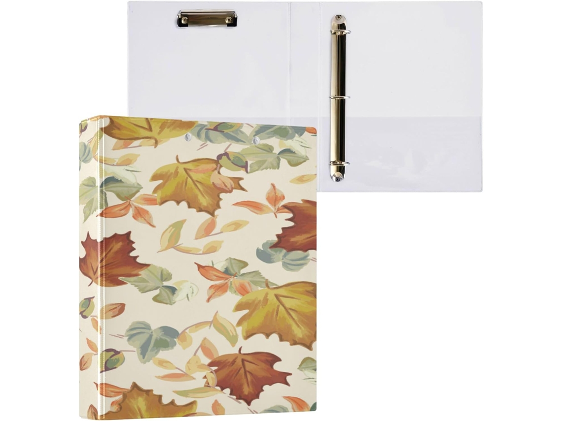 Conjunto de Fichários 3 Argolas 1/2 X 1 Polegada com Prancheta para Uso Escolar, Capa Dura, Cor Maple Outono.