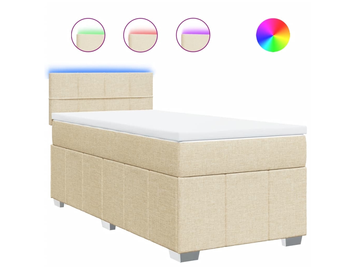 Box Spring Bed, Box Spring Beds Vidaxl Creme Tecido (90 X 190 Cm)