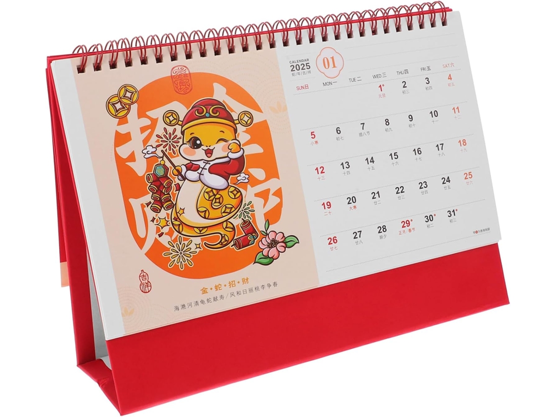 Calendário De Mesa Tradicional Showero Com Detalhes Em Dourado E