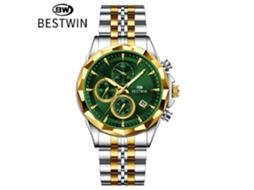 Relógio Masculino Seis Ponteiros Caixa Bicolor, Verde MDUG