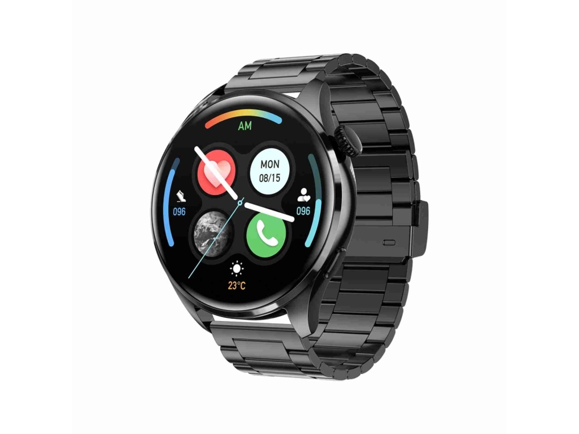(preto) Pulseira Inteligente À Prova D'água Ip67 Com Pulseira De Aço De 1,46 Polegadas, Chamadas Bluetooth/monitoramento De Frequência Cardíaca
