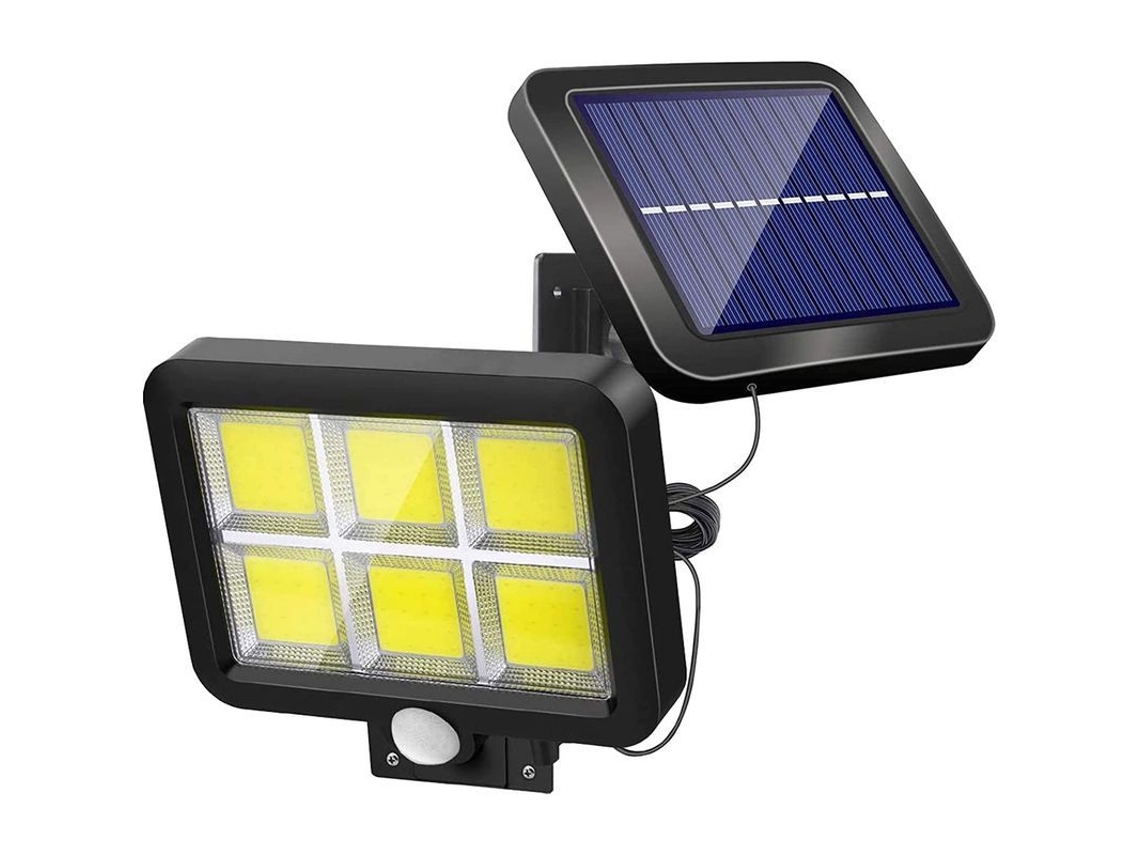 Luz Solar Externa Nova Line, Potente, Sensor de Movimento, 120 LEDs, IP65, Para Jardim, Pátio, Segurança, 5m de Cabo