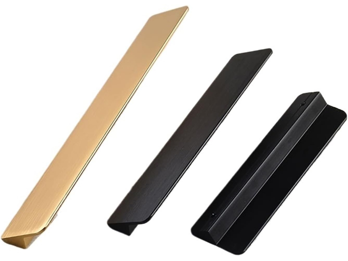 1 Peça De Puxador Moderno Para Armários Cozinha, Sapateiras E Gavetas, Em Liga De Alumínio Preta Dourada, 120mm