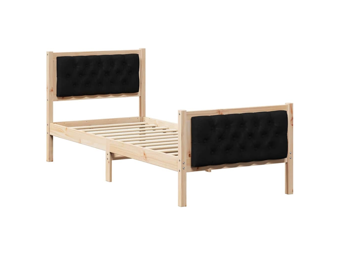 Estrutura da Cama Preto 75x190 cm Madeira de Pinheiro Sólida MAISON EXCLUSIVE