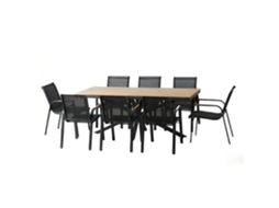 Almada conjunto de jardim com mesa 190 cm efeito madeira + 8 cadeiras CONCEPT U