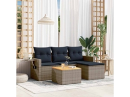 Vidaxl Conjunto De Sofá De Jardim De 5 Peças Com Almofadas Em Rattan Sintético Cinza