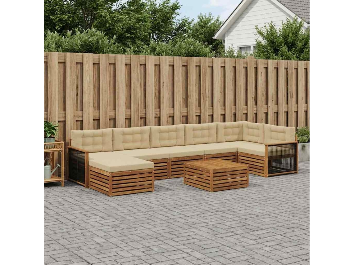 Vidaxl Conjunto De Sofás Para Exterior 8 Pcs Natural E Bege