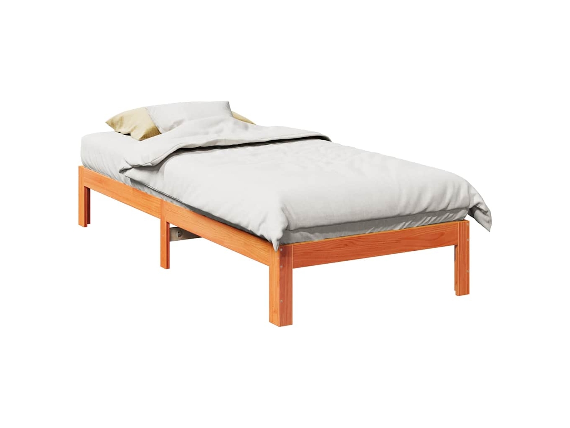 Vidaxl Cama Sem Colchão 90x200 Cm Pinho Maciço Castanho-mel