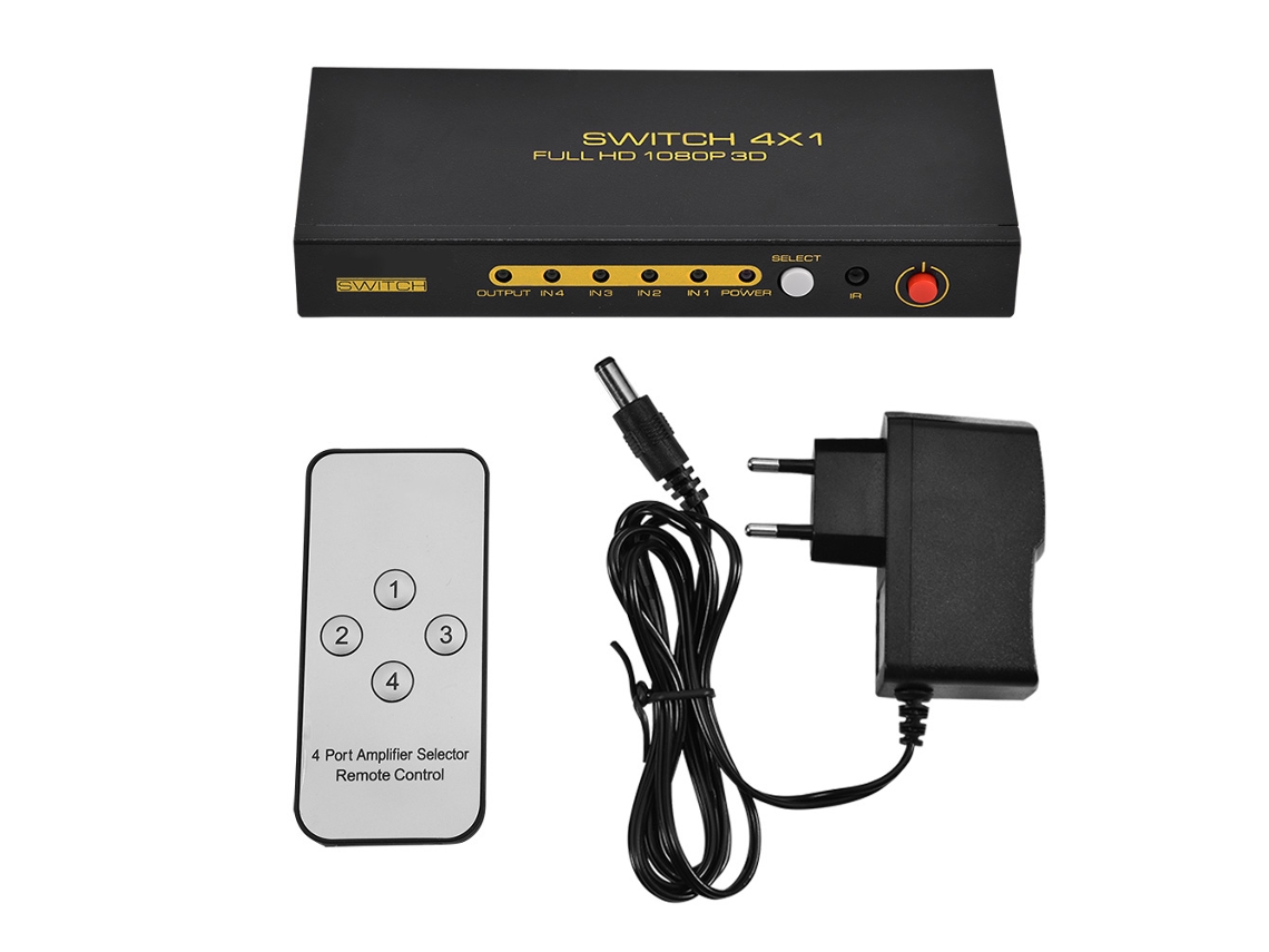 Switch Hdmi Com 5 Entradas 4k E Controle Remoto