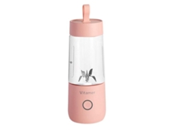 Liquidificador pessoal portátil, mini espremedor elétrico USB de 350ML para suco de frutas e milkshake rosa -THJR718 S/MARCA