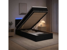 Vidaxl Cama Ottoman Com Colchão E Led Preto 80 X 200 Cm Tecido