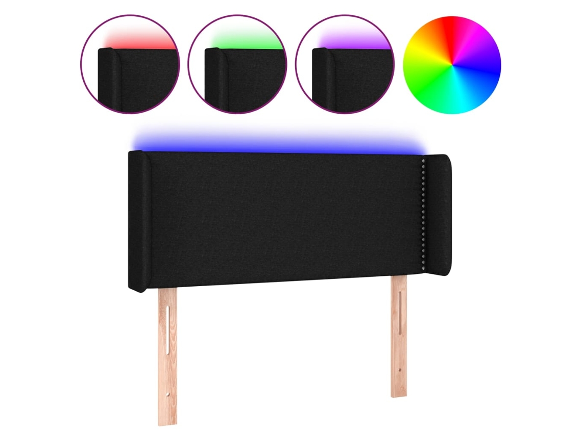 Cabeceira de Cama com Luzes Led Tecido Preto MAISON EXCLUSIVE (103x16x78 cm)