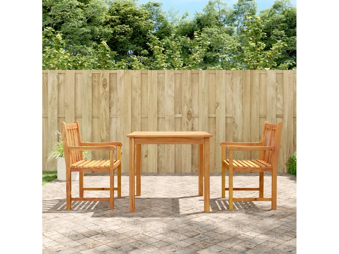 Vidaxl 3 Pcs Conjunto De Jantar Para Jardim Madeira De Acácia Maciça