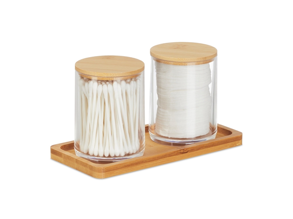 Conjunto De Recipientes De Bambu Com Bandeja, Tampas E 2 Compartimentos