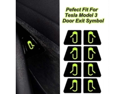 Kit De 8 Adesivos Luminosos Para Porta Do Carro Model 3 Botão De Abertura Em Carbono Verde