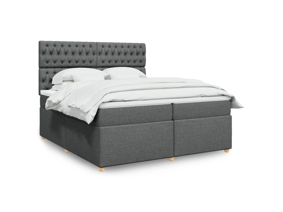 Vidaxl Cama Com Molas/colchão 200x200 Cm Tecido Cinzento-escuro