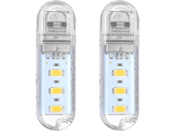 2pcs Mini Luz Portátil 3 Led Luz Noturna Lâmpada Usb, Branca
