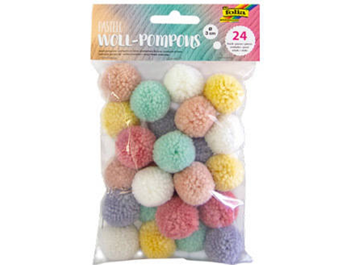 24 Pompons de Lã Pastel FOLIA (3cm)