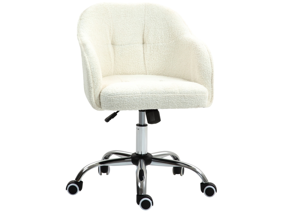 Cadeira de Escritório teddy velvet, giratória, ajustável, creme S/MARCA