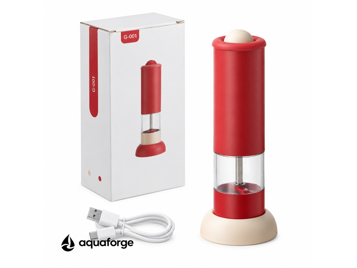 Moinho Elétrico Aquaforge G-001 Com Moagem Ajustável E 10 W Para Grãos E Especiarias, Vermelho