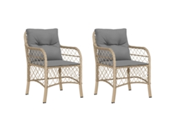 Conjunto de 2 Cadeiras de Jardim com Vime Pe Bege Misturado Almofadões MAISON EXCLUSIVE