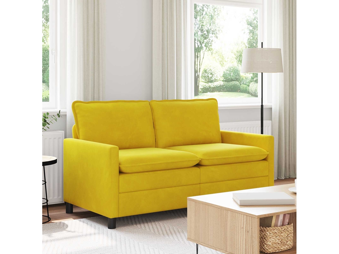 Vidaxl Sofá Amarelo 156 X 81 X 87,5 Cm Veludo