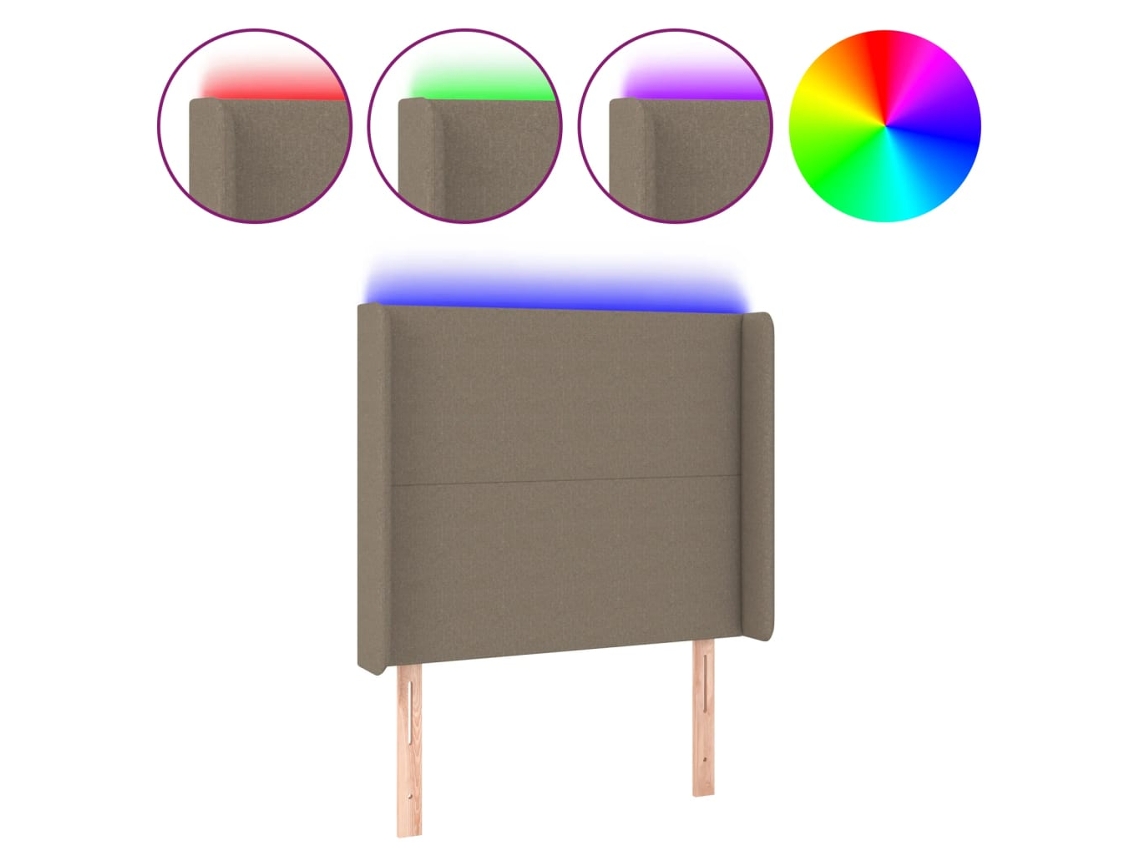 Led Headboard, Led Headboards Vidaxl Cinzento-acastanhado Tecido (93 X 16 X 118/128 Cm)