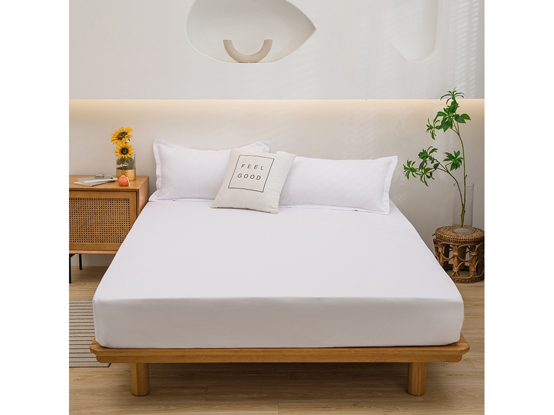 Conjunto Lençóis 4 Peças Lençol De Baixo 99x191*36cm Lençol De Cima 168*244cm 2 Fronhas 33x46cm Fibras Sintéticas Branco Hexinyigjly