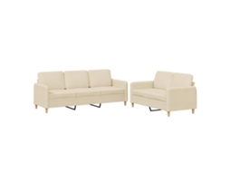 2 Pcs Conjunto de Sofás com Almofadões Tecido Cor Creme MAISON EXCLUSIVE