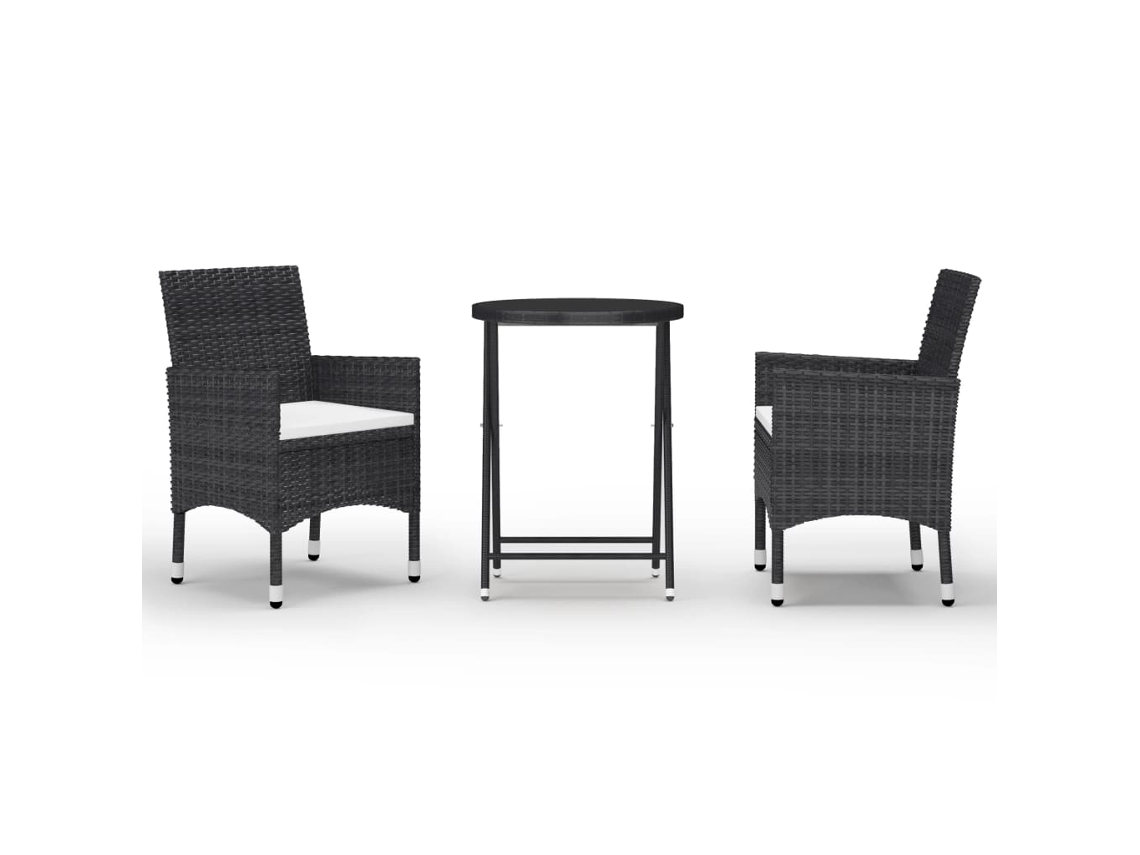 Bistro Set, Bistro Sets Vidaxl Preto Rattan / Vime (n/a)