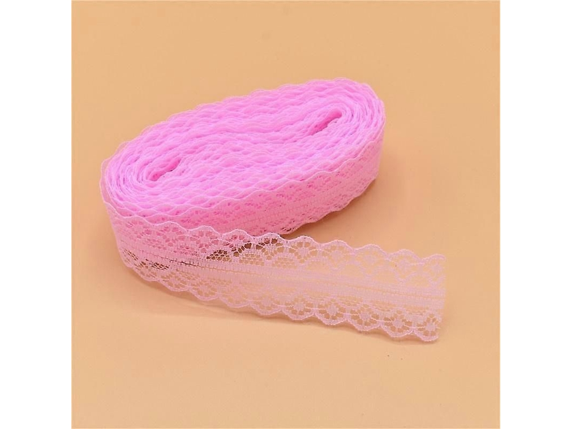 Lace De Nylon 10 Jardas 25mm Para Design De Casamento, Halloween, Natal, Diy E Costura Rosa