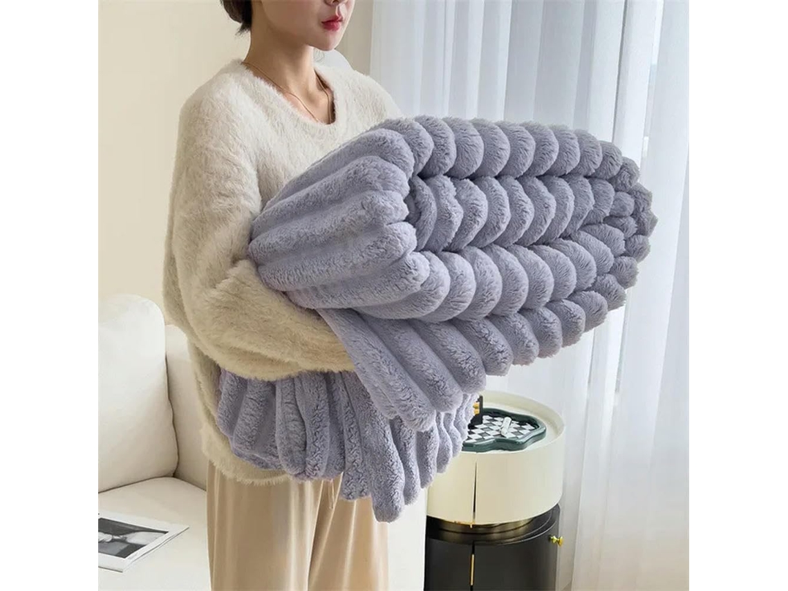 Cobertor de Pelúcia Artificial Quentinho com Estampa Coelho Perfeito para o Outono Feito em Fleece Coral Macio