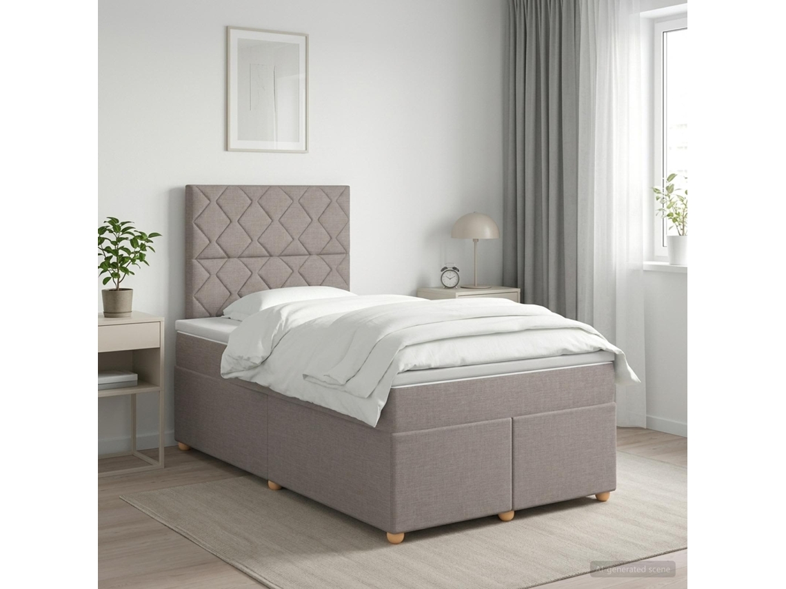 Vidaxl Cama Box Spring Com Colchão Cinzento-acastanhado 120 X 200 Cm
