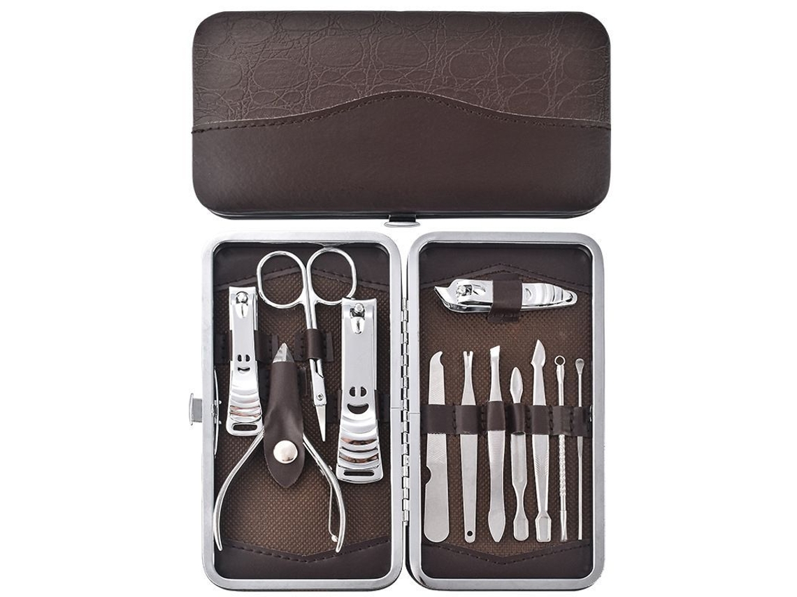 Conjunto de Unhas em Aço Inoxidável 12 Peças para Manicure Tesoura Cortador de Unhas Dedo Pé Novo