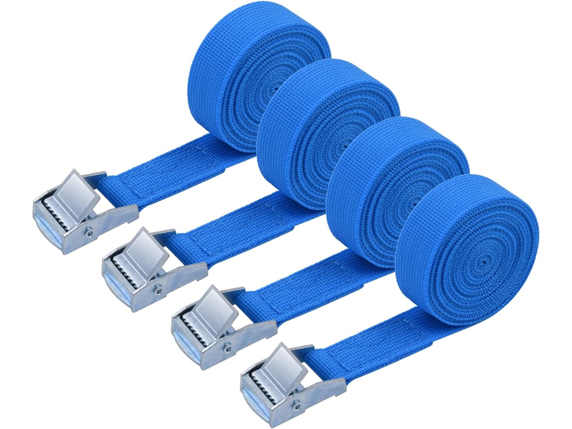 Conjunto De 4 Cintas Amarração 2 Metros, Ajustáveis, Para Carga, Ideal Para Motocicletas, Reboques E Bagagens. Capacidade De Carga 250 Kg