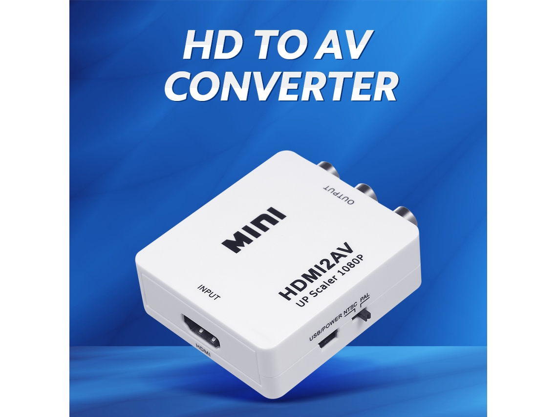 Conversor De Hd Para Av 1080p Sinal Digital Para Vídeo Rca Suporta Ntsc/pal Branco